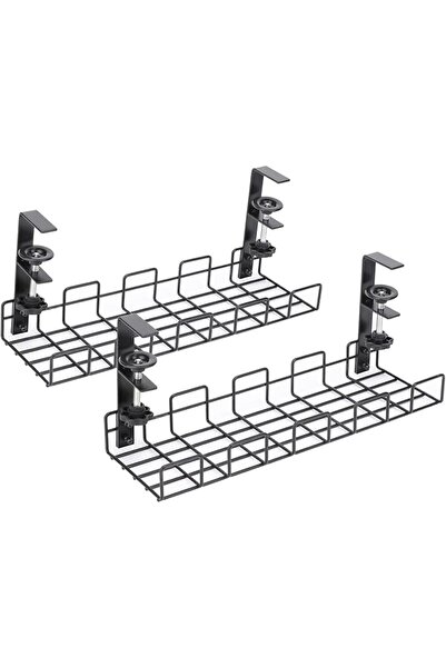 ALMEKAQUZ 2 PCS Under Desk Cable Organizer, Wire Storage Tray for Office Desk...