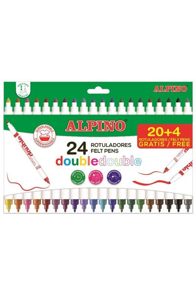 Alpıno Omyvatelné Carioca fixy, 24 barev v balení, 2 mm/4,5 mm šířka, Double ...