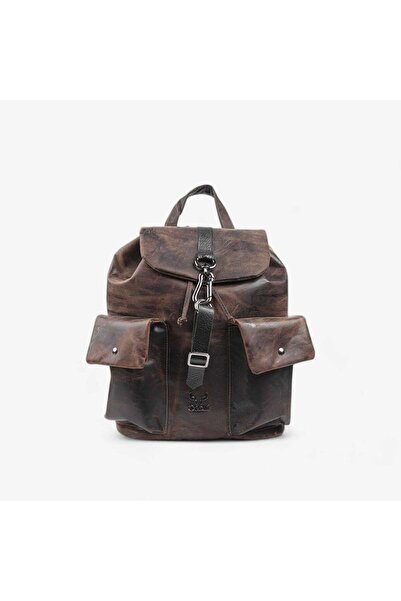 elusso Unisex δερμάτινο σακίδιο πλάτης με 2 εξωτερικές τσέπες 45×31×16 εκ.