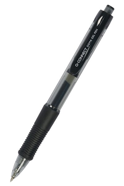 Q-Connect Pix Cu Gel, Mecanism Retractabil, Rubber Grip, 0.5 Mm, - Negru