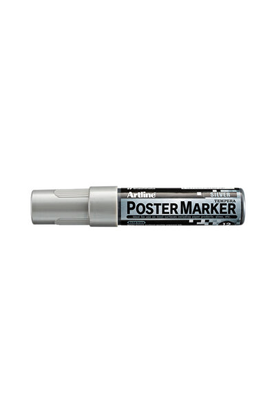 artline Poster Marker, Plastic Body, Beveled Tip 12Mm - Silver, 12 mm