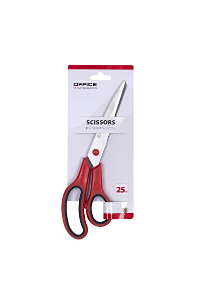 OFFICE products Ergonomické oceľové nožnice, 25 cm, gumená rukoväť, - červeno...