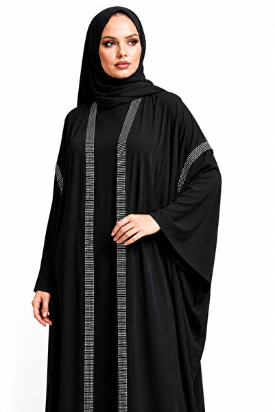 NATS KİDS Kadın Siyah Taş Detaylı Ferace – Taş İşlemeli Tesettür Abaya – Bol ...