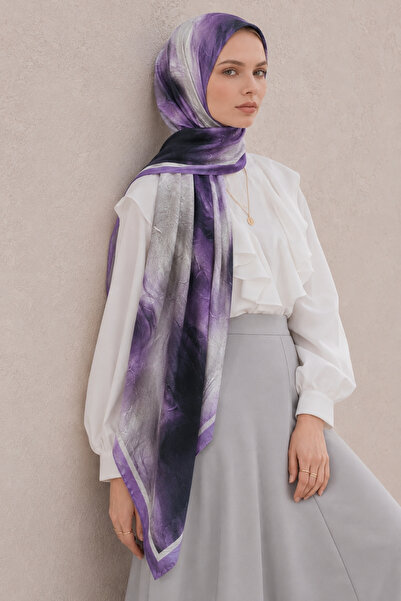 AFVENTE Batik Pattern Purple Bamboo Crash Shawl