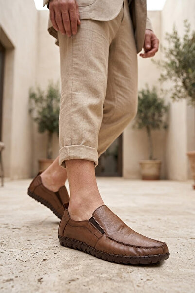 SOLMAZ Secure 1823-1-B Tan Genuine Leather Men's Shoes