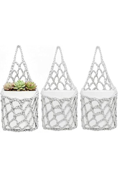 Generic Macrame Plant Hanger 3 Pieces Breathable Woven Mesh Bag | Cotton Rope...