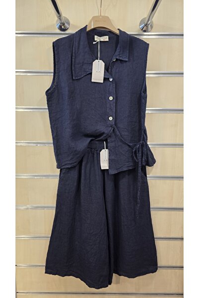 Park Moda Zero Sleeve Italian Linen Suit with Shorts