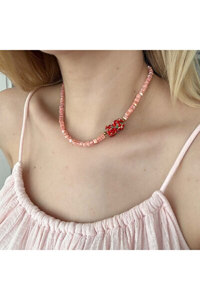 Alice İsstanbul Murano Flower Necklace with Crystal Stones