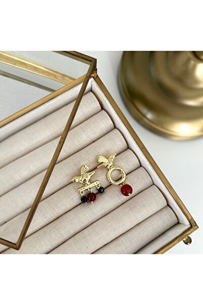 Alice İsstanbul Coffee Beaded Bird Earrings