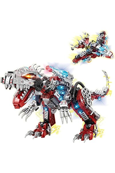TERRIFI 2 in 1 Dinosaur Building Blocks Set 422 PCS Transforming Mech T Rex R...