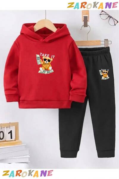 ZAROKANE Take It Ayicik Printed Winter Children's Hooded Cotton Insulated Tra...