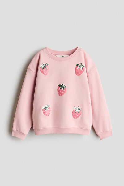 H&M Motif Detaylı ve İçi Tüylü Sweatshirt