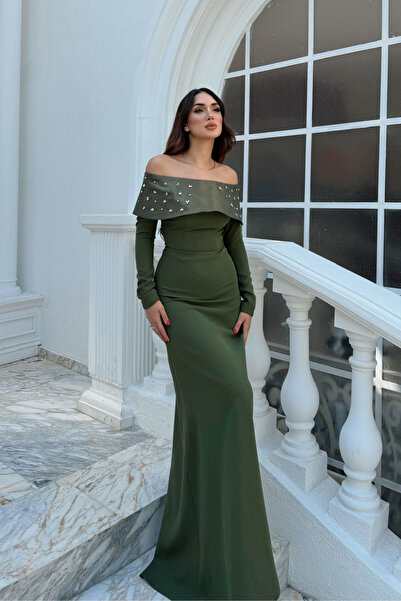 Sindimoda Göğüs Taş İşleme Madonna Yaka Abiye 1149