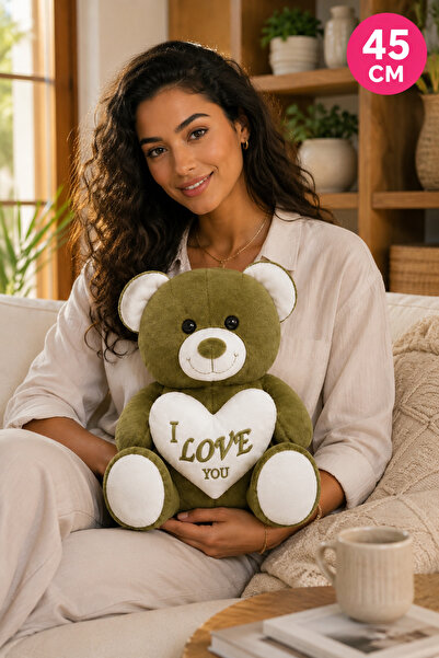TREND 45 CM Peluş Ayıcık Kalpli I Love You Yazılı Büyük Boy Teddy Bear Sevgil...