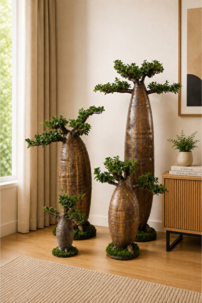 Generic Artificial Potted Baobab Plants - 4pc In Set