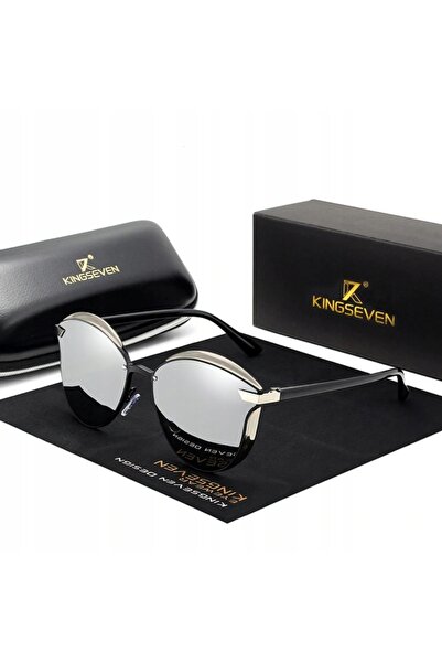 KINGSEVEN Ochelari de soare CAT Silver Grey, polarizați, UV400, montură metal...