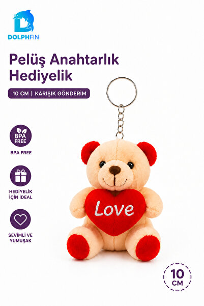 DolphFin Love Heart Plush Teddy Bear Keychain 10 cm Bag Ornament Gift
