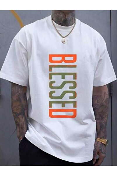 23ERVA 1pc Womens Blessed Letter Graphic TshirtCotton 180gsm.Printed Tee.Unis...