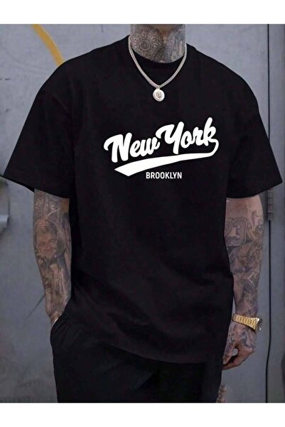 9JY 1 Piece, 100% Cotton T-Shirt, NEW YORK Printed Top, High-Quality Breathab...