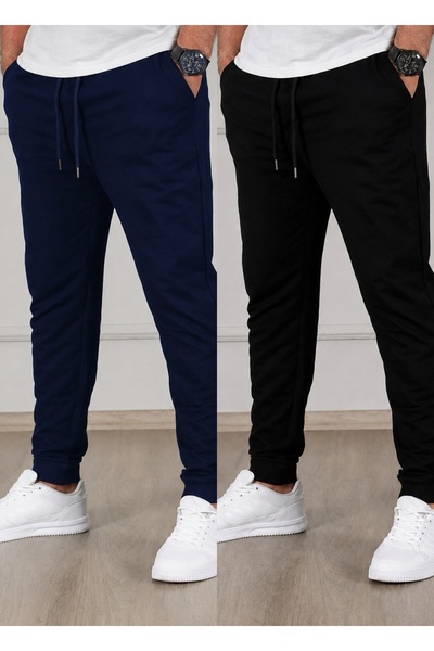 TORUK MAKTO Set of 2 Unisex Ribbed Leg Sweatpants Jogger Comfortable Fit Dail...