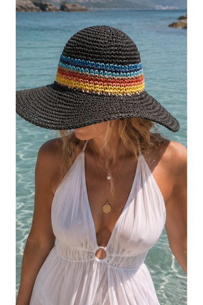 gozdeasutayaccessory Black Beach Hat