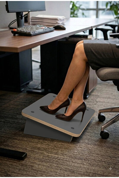 Simidil Design Ergonomik Ahşap Masa Altı Ayak Dinlendirme Desteği: Duruş Düze...