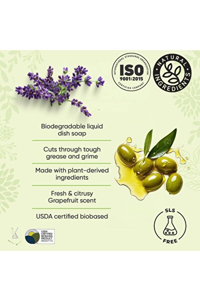 Bionatura Organic Dish Wash, Lavender Scent, Natural Grease Remover, Non-Toxic Dishwashing Liquid, Plant-Based Formula (1 Liter)