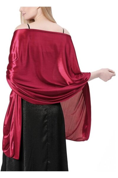 STARSTAR Women's satin shawl apricot pink 65x220cm elegant evening/party.