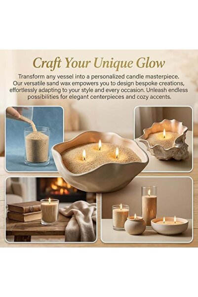 Mirfa Pearled Candle Wax Sand With 20 Eco Wicks - Sand - 1Kg
