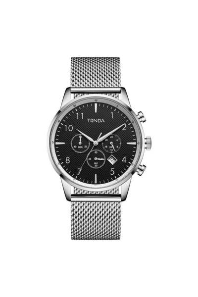 TRNDA Men's Stainless Steel Watch, Charcoal Black Dial | Trn-Ss43