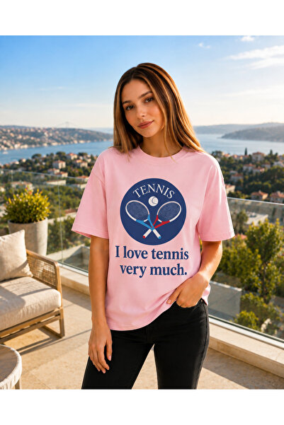 VODEXA Unisex Oversize Tennis Printed T-Shirt 100% Cotton Tennis Themed Comfo...