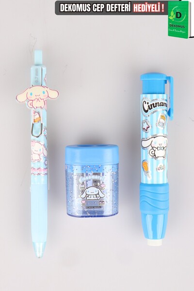 Cınnamoroll X Dekomus Licensed 0.7 mm Pencil, Eraser, and Double-Blade Pencil...