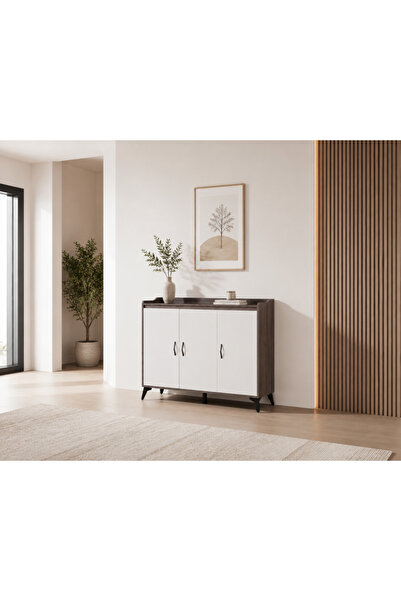 Palma homez دولاب خشب بيج وأبيض 95×120×35 سم