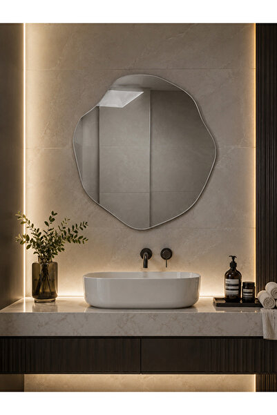 QUAL Bulut Model Gümüş Ayna, Lavabo Aynası, Makyaj Aynası, Konsol Aynası