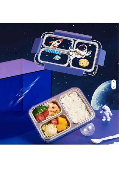 Kitchen Beauty 3 Bölmeli 304 Paslanmaz Çelik Lunch Box Beslenme Kabı Yemek Kabı Isı Yalıtımlı | Beslenme Kutusu,Sefer Tası