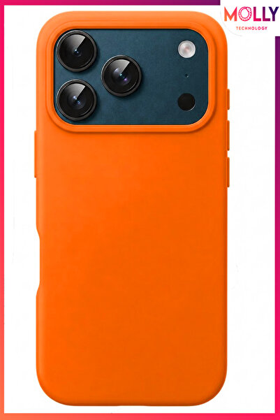 Molly iPhone 17 PRO İçin Turuncu Liquid İçi Kadife Mat Silikon Kılıf