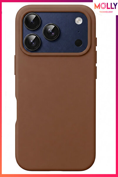 Molly iPhone 17 PRO İçin Çikolata Liquid İçi Kadife Mat Silikon Kılıf