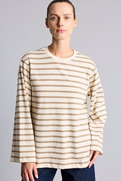 DeFacto Striped Crew Neck Loose Cut Long Sleeve T-Shirt I5381Ax26Au