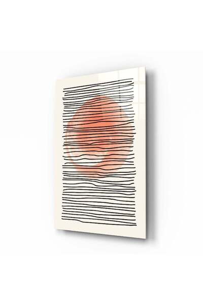 Soyut Gün Batımı Cam Tablo 70x110 cm Dekoratif Duvar Dekoru