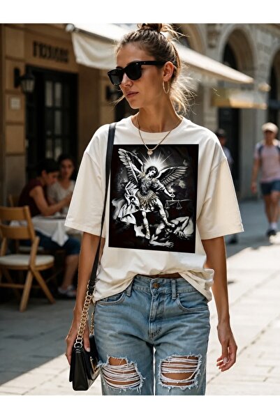 Generic Brand Angel with Sword and Scales Design,women's t-shirt,everyday ess...