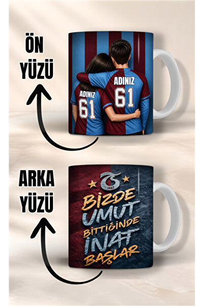 Evion Kişiye Özel Trabzon Temalı Sevgili Kupası - Size Özel İsimli Çift Taraf...