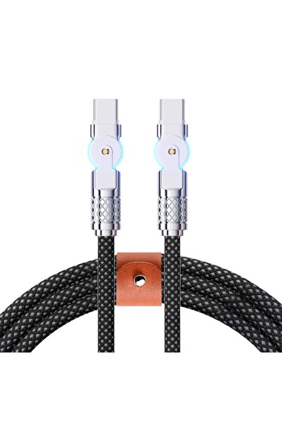 Choice5 2m Rotating Black C-C Dual 180° Rotating USB C to Type C Charger Cabl...