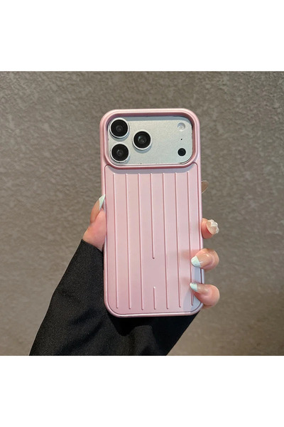 Choice25 iPhone 15 Pink Luxury Striped Luggage Texture Phone Case For IPhone ...