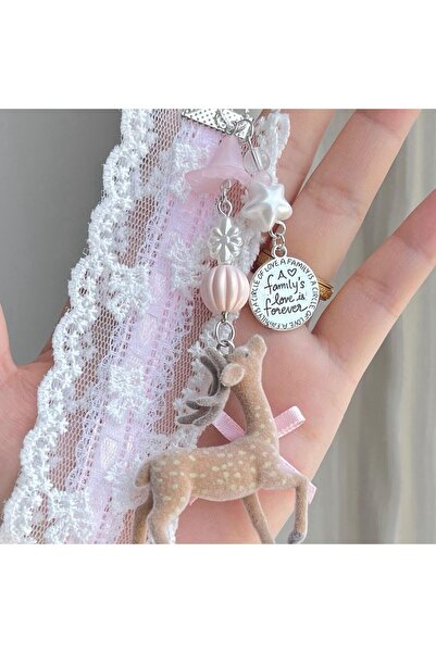 Choice 1pc Original Cute Flocking Deer Phone Pendant For iPhone 17 18 Schoolb...