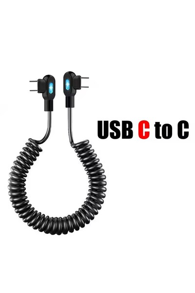 Choice1 1m USB C to C Retractable Coiled USB Type C Cables 6A Quick Charging ...