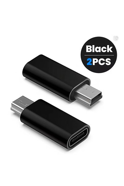 Choice5 محول USB نوع C إلى Mini USB أسود من قطعتين، شحن سريع ونقل البيانات، م...