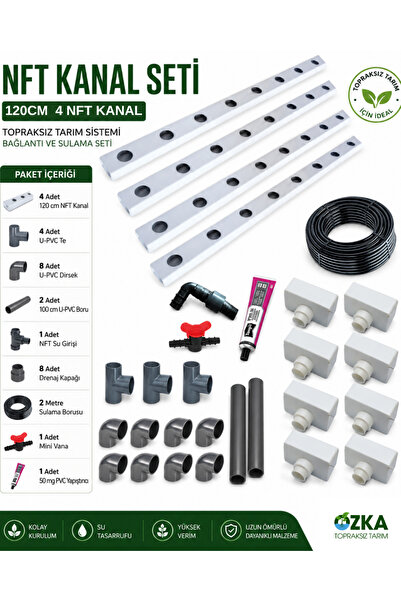 Topraksız Market NFT Topraksız Tarım Kanal Seti 120 cm 4 Adet – Hidroponik Ye...