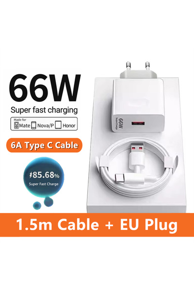 choice2 EU Plug - 1.5m Cable 6A 66W USB Type C Super Fast Charger Cable Data ...