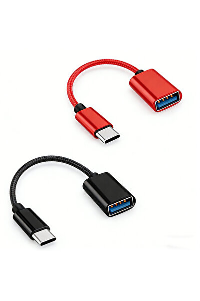 choice2 2pcs Type-C to USB OTG Adapter Red Black Dual Color, Plug & Play Conv...