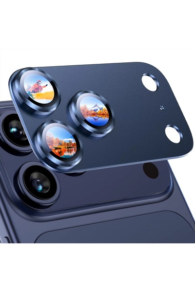 Choice iPhone17 Pro Blue Metal Tempered Glass Camera Protector for iPhone 17 ...